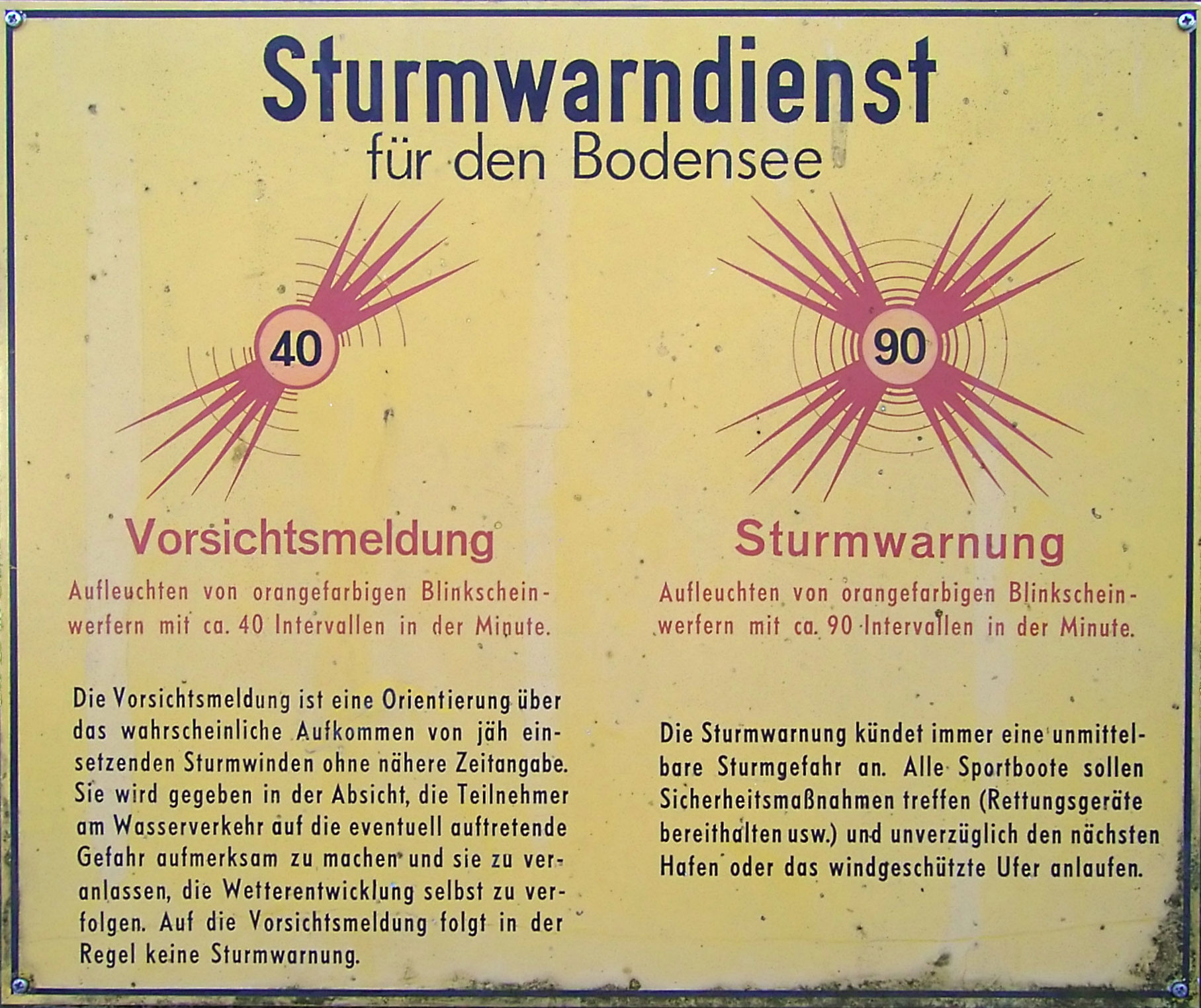 Sturmwarntafel am Bodensee