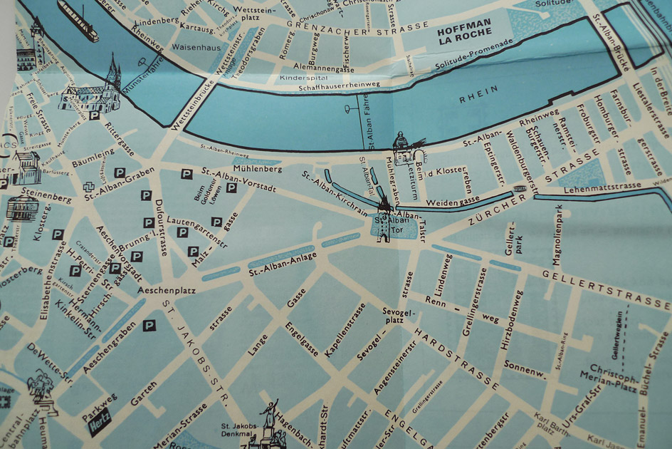 Basel; Stadtplan mit sofortiger Übersicht