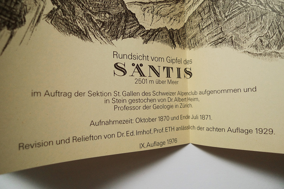 Saentis-Panorama gezeichnet von A. Heim
