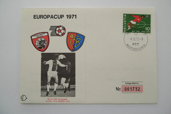 Maximumkarte Europacup 1971; Europacup 1971; 20.10.1970 Amsterdam, Ajax - FC Basel 3:0